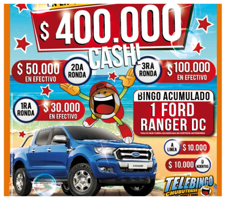 El Telebingo Chubutense premia con dinero en efectivo y una camioneta