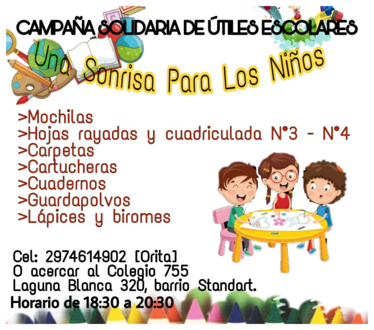 «Una Sonrisa para los niños» organiza su quinta campaña de útiles escolares