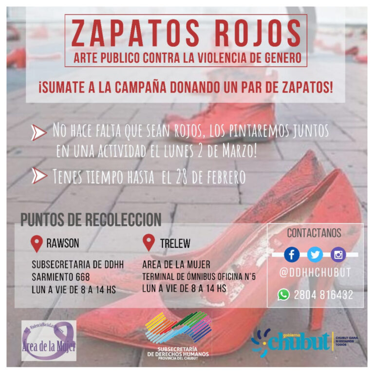 Chubut se suma a la iniciativa mundial «Zapatos Rojos»