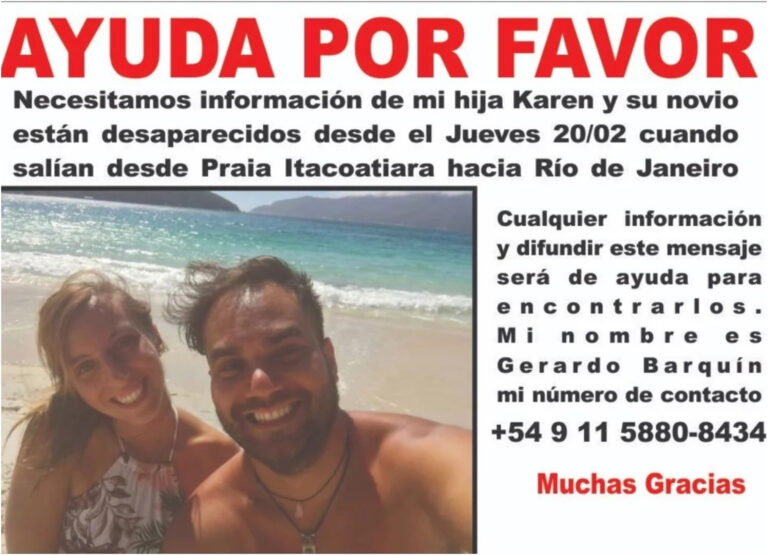 Buscan a dos argentinos que desaparecieron en Brasil