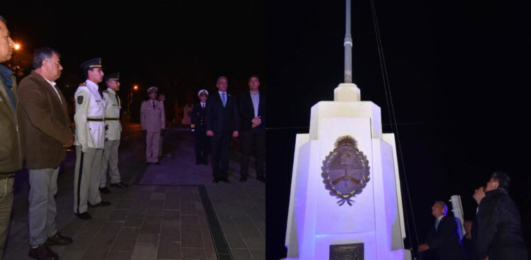 Arcioni izó el Pabellón Nacional en una nueva vigilia por el Día del Veteranos y de los Caídos en la Guerra de Malvinas