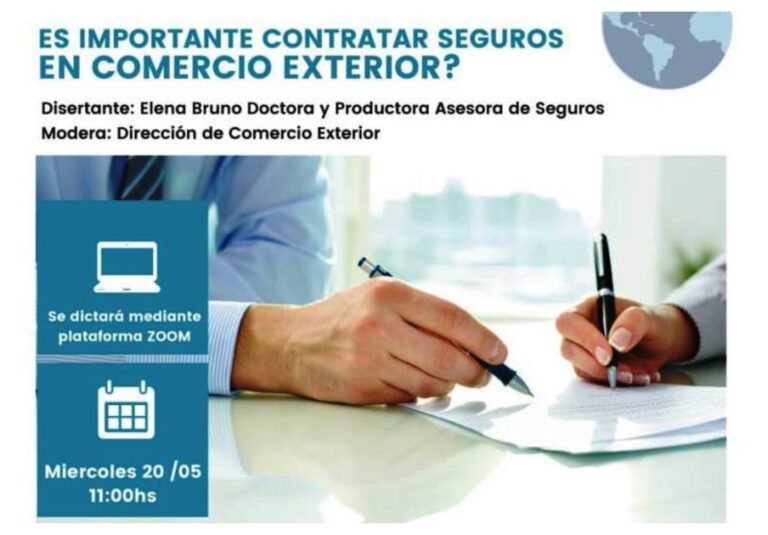Dictarán una charla online sobre seguros en comercio exterior