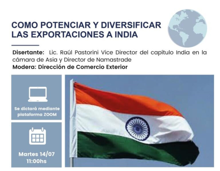 Agricultura, Ganadería, Industria y Comercio convoca a una charla online sobre exportaciones a India