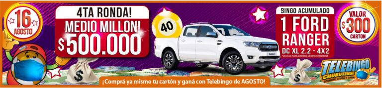 El Telebingo Chubutense sortea 800.000 pesos y una camioneta