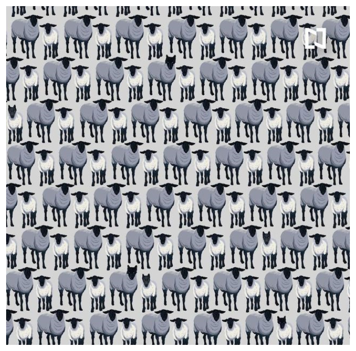 Desafió viral: ¿Encontrás los lobos dentro del rebaño?