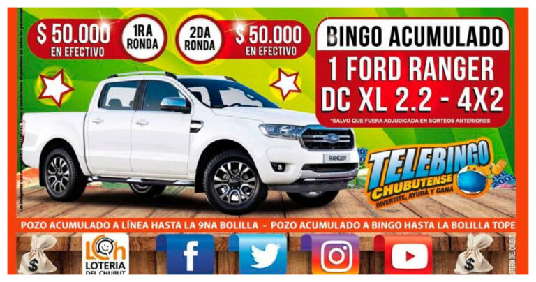 El Telebingo Chubutense sortea más de un millón en efectivo y una camioneta
