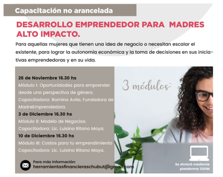 Invitan a participar del programa de Desarrollo Emprendedor para Madres Alto Impacto