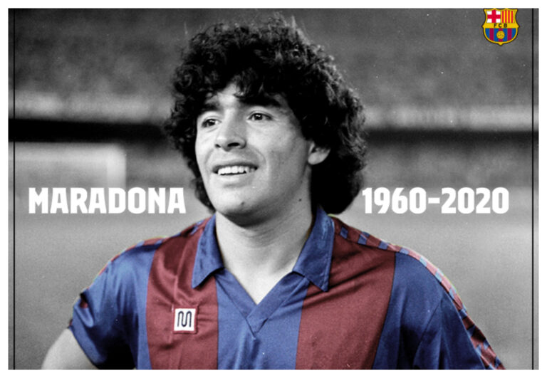 El Barcelona homenajeó a Diego Maradona y Messi le dedicó un gol