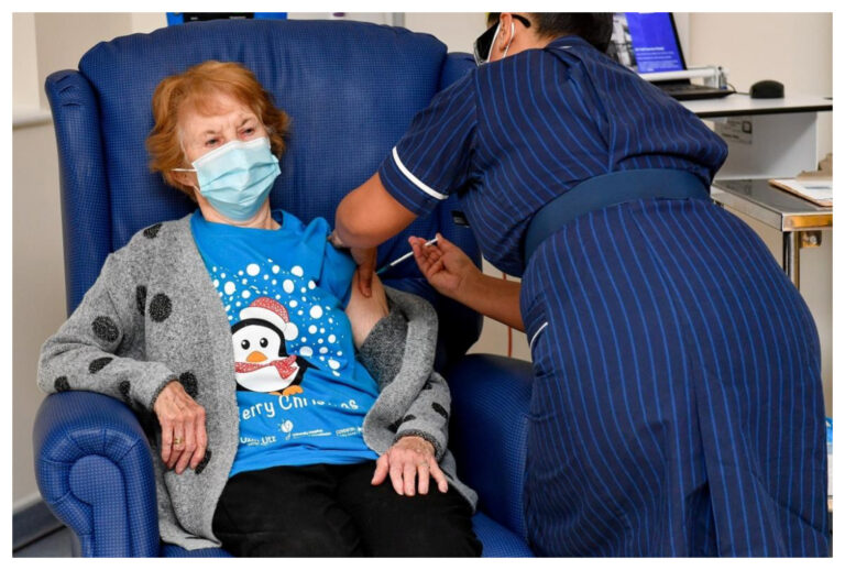 Una mujer de 90 años fue la primera en el mundo en recibir la vacuna de Pfizer
