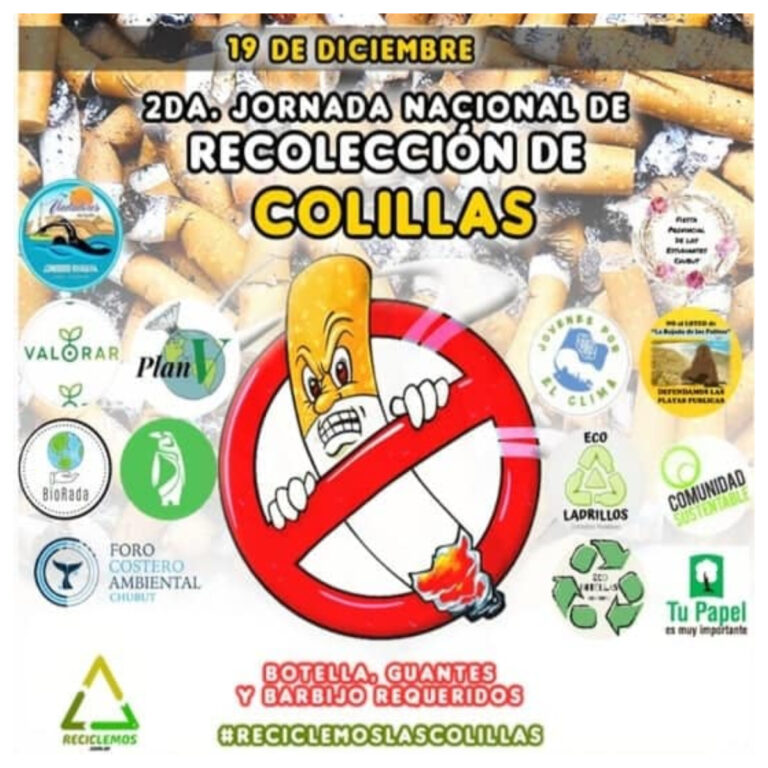 Segunda Recolección Nacional de colillas hoy en Comodoro y Rada Tilly