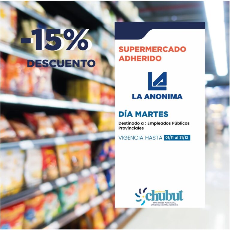 Chubut: Continúan los descuentos en supermercados para estatales
