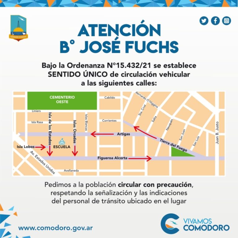 Comodoro: Cambian el sentido de circulación de las calles en el barrio José Fuchs