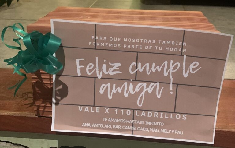 Rada Tilly: Cumplió años y sus amigas le regalaron ladrillos para su casa a construir