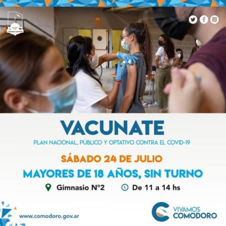 Comodoro: Vacunan a mayores de 18 años sin turno 