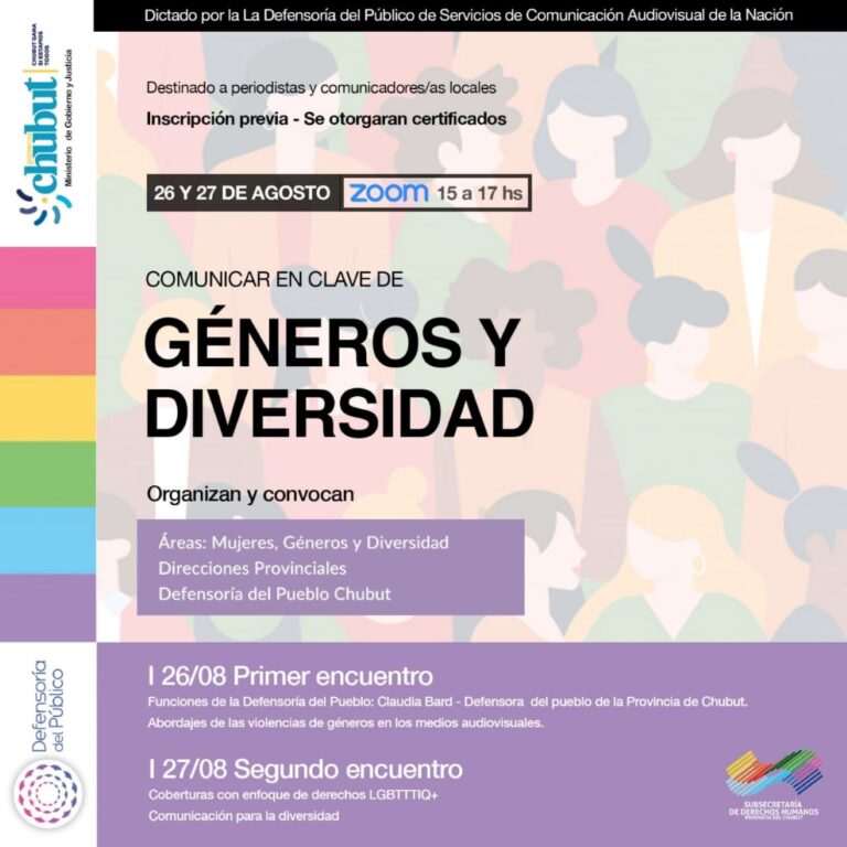 Provincia invita a la capacitación para periodistas «Comunicar en Clave de Género y Diversidad»