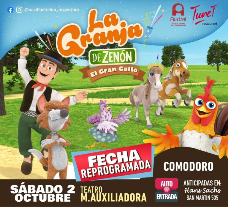 Teatro infantil en Comodoro: La granja de Zenón «El gran Gallo» cambió la fecha de presentación