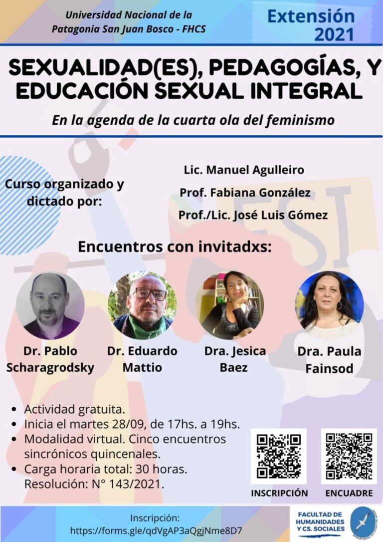 La UNPSJB dictará el curso «Sexualidad (es), Pedagogías y Educación Sexual Integral»
