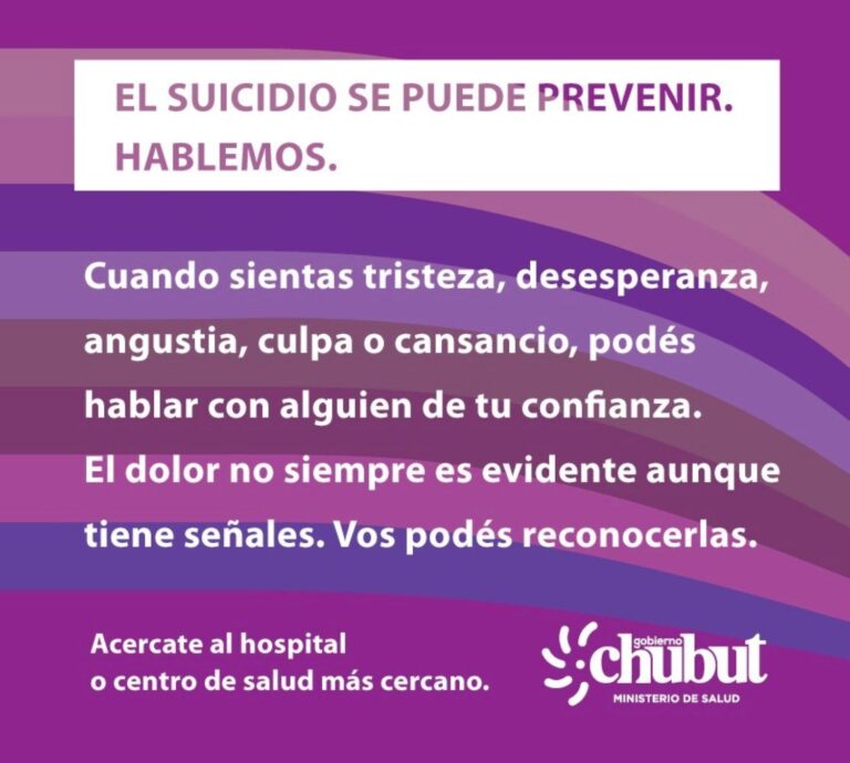Destacan importancia del nuevo Protocolo de Prevención, Asistencia y Posvención del Suicidio en Chubut