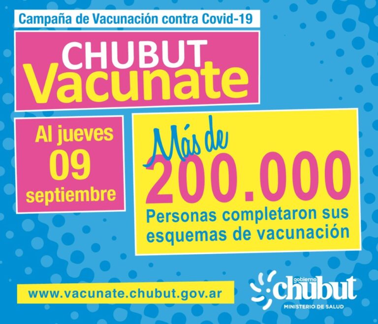 Chubut: Más de 200.00 personas completaron sus esquemas de vacunación contra el coronavirus