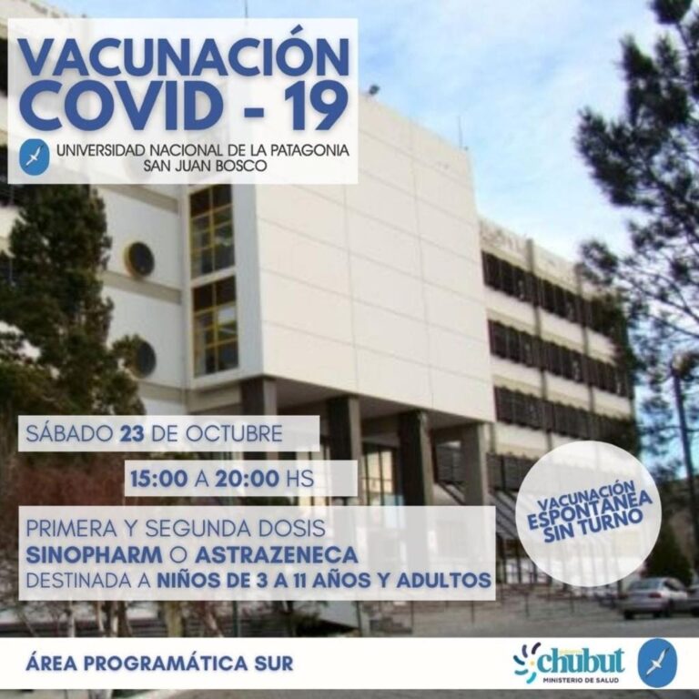 Coronavirus: vacunarán en la UNPSJB a niños de 3 a 11 años 