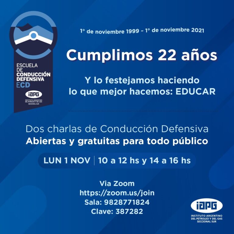 IAPG: La Escuela de Conducción Defensiva cumple 22 años y los festeja con dos charlas