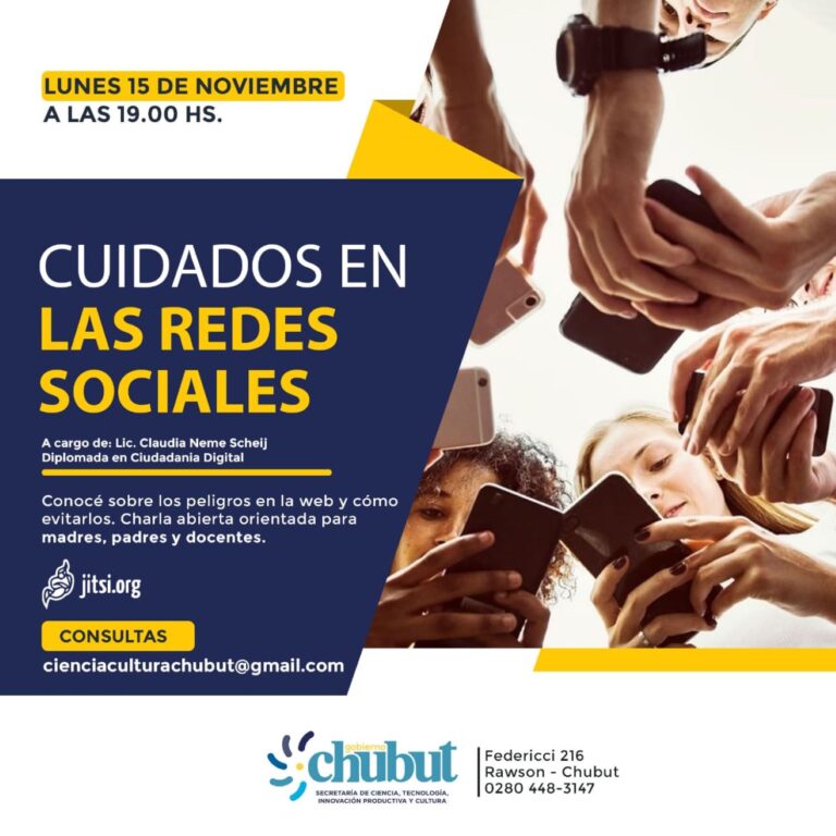 Invitan a participar de una charla abierta sobre «Cuidados en las Redes»