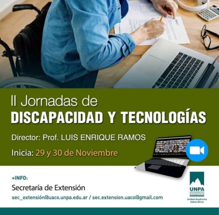 En noviembre realizarán las II Jornadas virtuales de Tecnología y Discapacidad