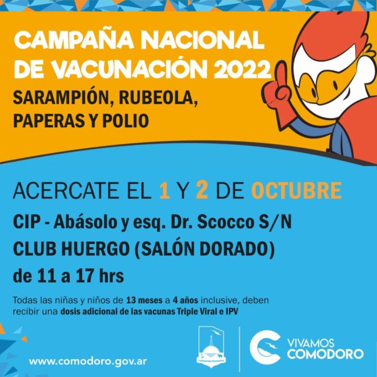 Comodoro lanza la campaña de vacunación nacional contra el sarampión, rubeola, paperas y poliomelitis