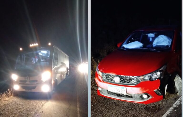 Fuerte choque entre un colectivo y un auto en Ruta 26