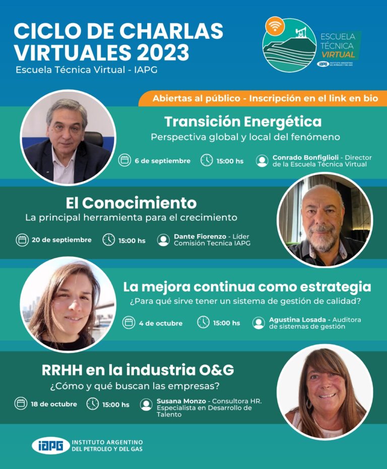 La Escuela Técnica Virtual del IAPG presenta un Ciclo de charlas abiertas