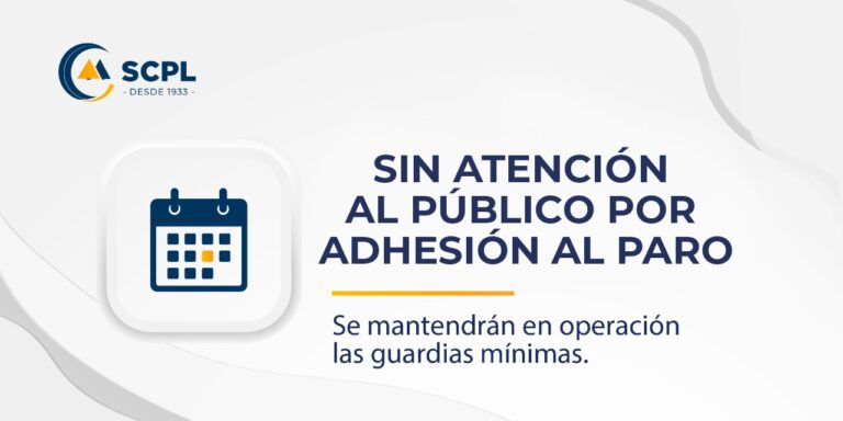 Sin atención al público por adhesión al paro