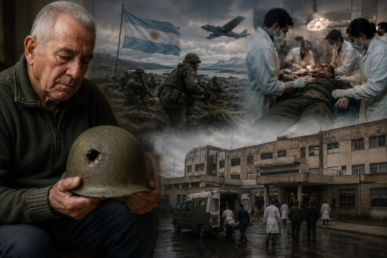 El veterano Toribio Encinas busca el casco que le salvó la vida y ser asistido en el Hospital Regional